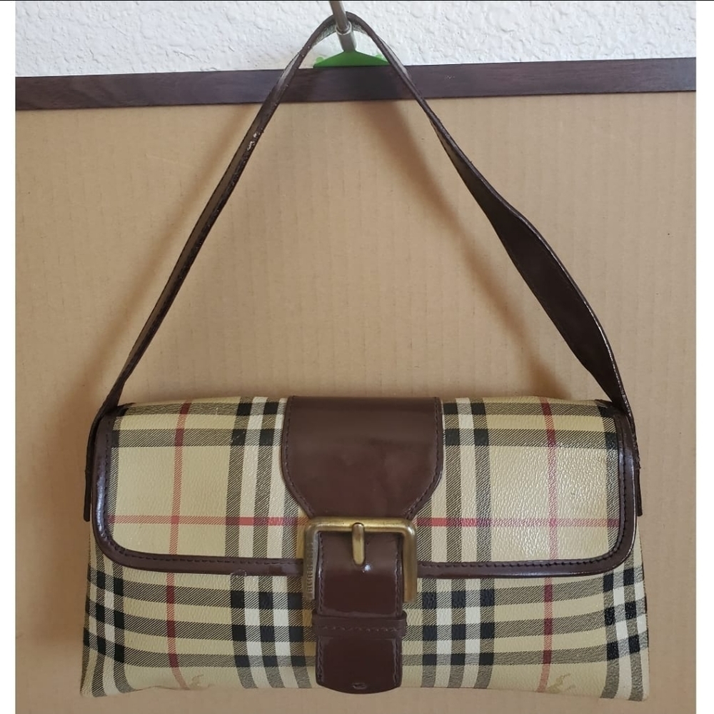 Burberry Haymarket Check PVC Buckle Flap Bag - Picture 1 of 9